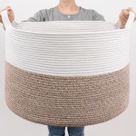 Goodpick Large Storage Basket, 83L Dorm Room Essentials, Blanket Woven Rope Basket for Living Room, Baby Blanket Storage, 21.7 x 13.8 inches