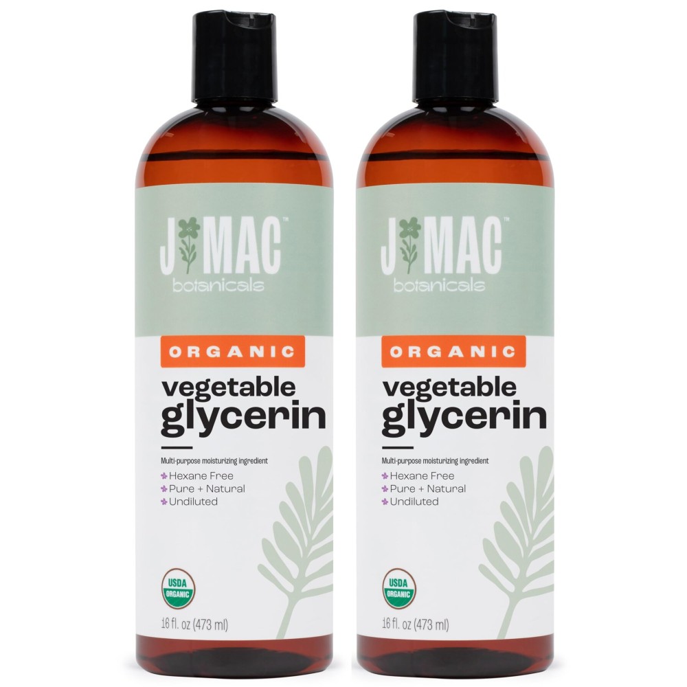 J MAC BOTANICALS Organic Vegetable Glycerin 16 oz - TWO PACK (32 oz total)
