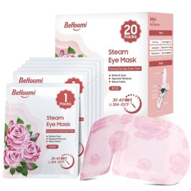 BeHoomi 20 Packs Steam Eye Mask, Heated Eye Mask Warm Compress for Eyes, Disposable Self Heating Steam Mask Sleep, Spa, Travel Essentials & Relaxation Gifts for Women, Stocking Stuffers (Rose)