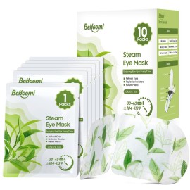 BeHoomi Steam Eye Mask, 10 Packs Heated Eye Mask, Self Heating Disposable SPA Warm Compress for Eyes Sleep Mask, Travel Essentials & Relaxation Gifts, Stocking Stuffers (Green Tea Scent)