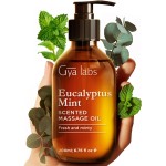 Gya Labs Eucalyptus Mint Massage Oil - 6.76 Fl Oz - Non-Greasy Formula for Sore Muscles, Deep Relaxation & All Skin Types - Suitable for Men & Women
