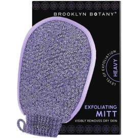Brooklyn Botany Exfoliating Mitt for Bath and Shower - Heavy Duty Exfoliating Body Scrubber for Massage and Dead Skin Remover for Body - 1 Mitt
