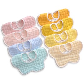 DOSMINE Muslin Baby Bibs for Drooling and Teething Newborn Drool Bibs for Baby Girl Boy (Deep Yellow)