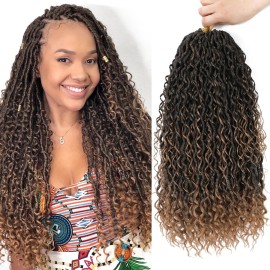 8 Packs Goddess Faux Locs Crochet Hair for Black Women, Long Goddess Locs Crochet Hair, Boho Style Locs, River Hair with Curly Ends (22Inch, T27, 8Packs)