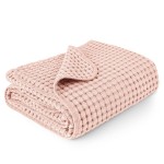 Konssy Waffle Baby Blanket - Soft & Cozy Nursery Swaddle Blanket, Lightweight Toddler Throw for Boys & Girls, Ideal for Wrapping(Pink)