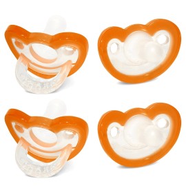 RaZbaby Jollypop Pacifier for Babies 3 Months and Up, USA Made, Natural Shaped Orthodontic Binky, Lovingly Shared in NICUs & Hospitals Worldwide, Medical-Grade 100% BPA-Free - 4 Pack - Orange