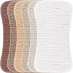 Konssy Muslin Baby Burp Cloths Sets for Unisex- 6 Pack Large 100% Cotton Burping Clothes for Newborn, Baby Girls and Boys