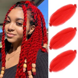 Marley Twist Braiding Hair 12 Inch Pre-separated Springy Afro Twist Hair 3 Packs Marley Hair for Faux Locs Afro Spring Twist Hair Extensions (12 Inch (Pack of 3), Red)