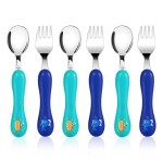 Lehoo Castle 6 Pieces Toddler Utensils, Kids Silverware for 2 3 4 Years Old, Stainless Steel Fork and Spoon Set with Plastic Handle, Safe Toddler Cutlery (Submarine)