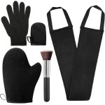 ANSPHIE 5 Pack Self Tanning Mitt Applicator Kit, Self Tan Glove, Face Tan Mitt, Back Lotion Applicator, Exfoliating Glove, Tanning Brush for Tanner Fake Bake