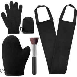 ANSPHIE 5 Pack Self Tanning Mitt Applicator Kit, Self Tan Glove, Face Tan Mitt, Back Lotion Applicator, Exfoliating Glove, Tanning Brush for Tanner Fake Bake