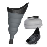 TRIPTIPS Pee Conch Foldable Female Urinal Device Portable Urinal for Women Pee Funnel for Women Travel, She Pee Cup for Women Stand to Pee Womens Urinal Funnel with Tube Case (C-Black)