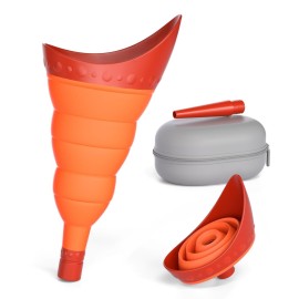 TRIPTIPS Pee Conch Foldable Female Urinal Device Portable Urinal for Women Pee Funnel for Women Travel, She Pee Cup for Women Stand to Pee Womens Urinal Funnel with Tube Case (E-Orange)