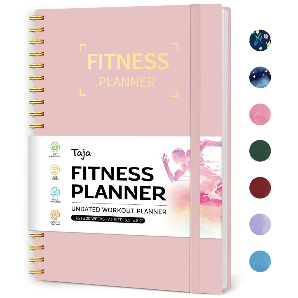 Fitness Workout Journal for Women & Men, A5(5.5 x 8.2) Workout Log Book Planner for Tracking, Progress, and Achieving Your Wellness Goals-Pink