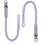 Frienda 2 Set Heavy Duty Paracord Lanyard Necklace Whistles Strap Braided 550 Keychain Lanyard for Outdoor Activities (Blue, Red, Purple)