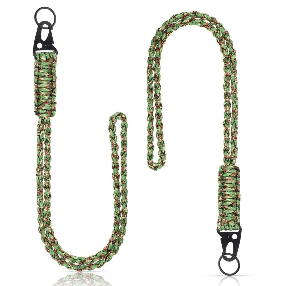 Frienda 2 Set Heavy Duty Paracord Lanyard Necklace Whistles Strap Braided 550 Keychain Lanyard for Outdoor Activities (Green, Brown)