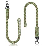 Frienda 2 Set Heavy Duty Paracord Lanyard Necklace Whistles Strap Braided 550 Keychain Lanyard for Outdoor Activities (Green, Brown)