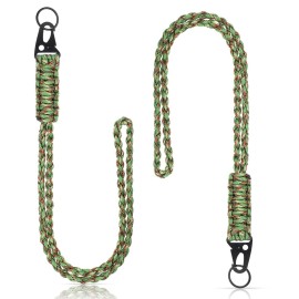 Frienda 2 Set Heavy Duty Paracord Lanyard Necklace Whistles Strap Braided 550 Keychain Lanyard for Outdoor Activities (Green, Brown)