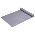Gaiam Yoga Mat - 5mm Thick Yoga Mat - Non-Slip Exercise Mat for All Types of Yoga, Pilates & Floor Workouts - Textured Grip, Cushioned Support, Variety of Designs (24 x 68 inches long), Dusty Purple Point