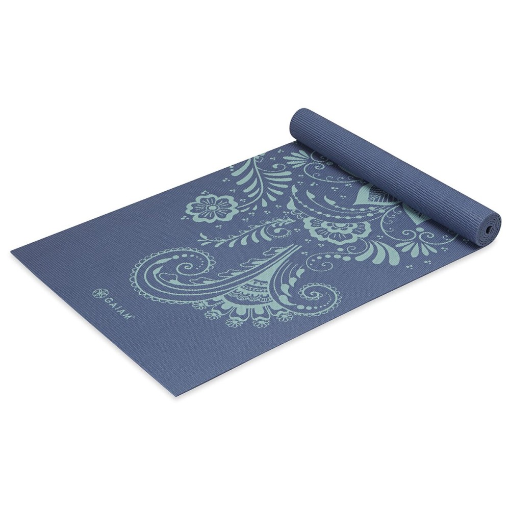 Gaiam Yoga Mat - 5mm Thick Yoga Mat - Non-Slip Exercise Mat for All Types of Yoga, Pilates & Floor Workouts - Textured Grip, Cushioned Support, Variety of Designs (24 x 68 inches long), High Tide Swirl