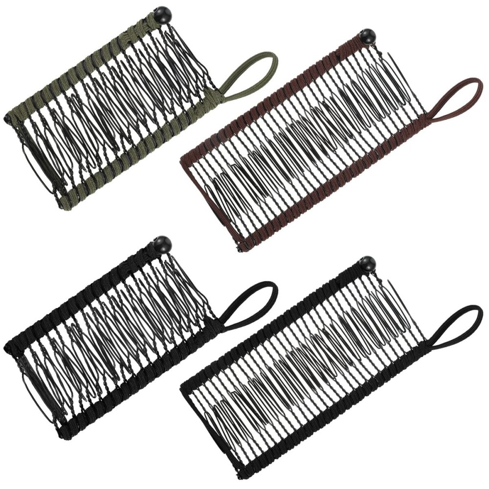 WILLBOND 4 Pcs Banana Hair Clips for Women Large Small Comb Vintage Clincher Banana Grip Clip Styling Accessories Gift for Curly Thick Thin Wavy Hair Ponytail Wedding(Army Green, Black, Khaki)