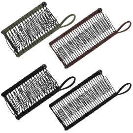 WILLBOND 4 Pcs Banana Hair Clips for Women Large Small Comb Vintage Clincher Banana Grip Clip Styling Accessories Gift for Curly Thick Thin Wavy Hair Ponytail Wedding(Army Green, Black, Khaki)