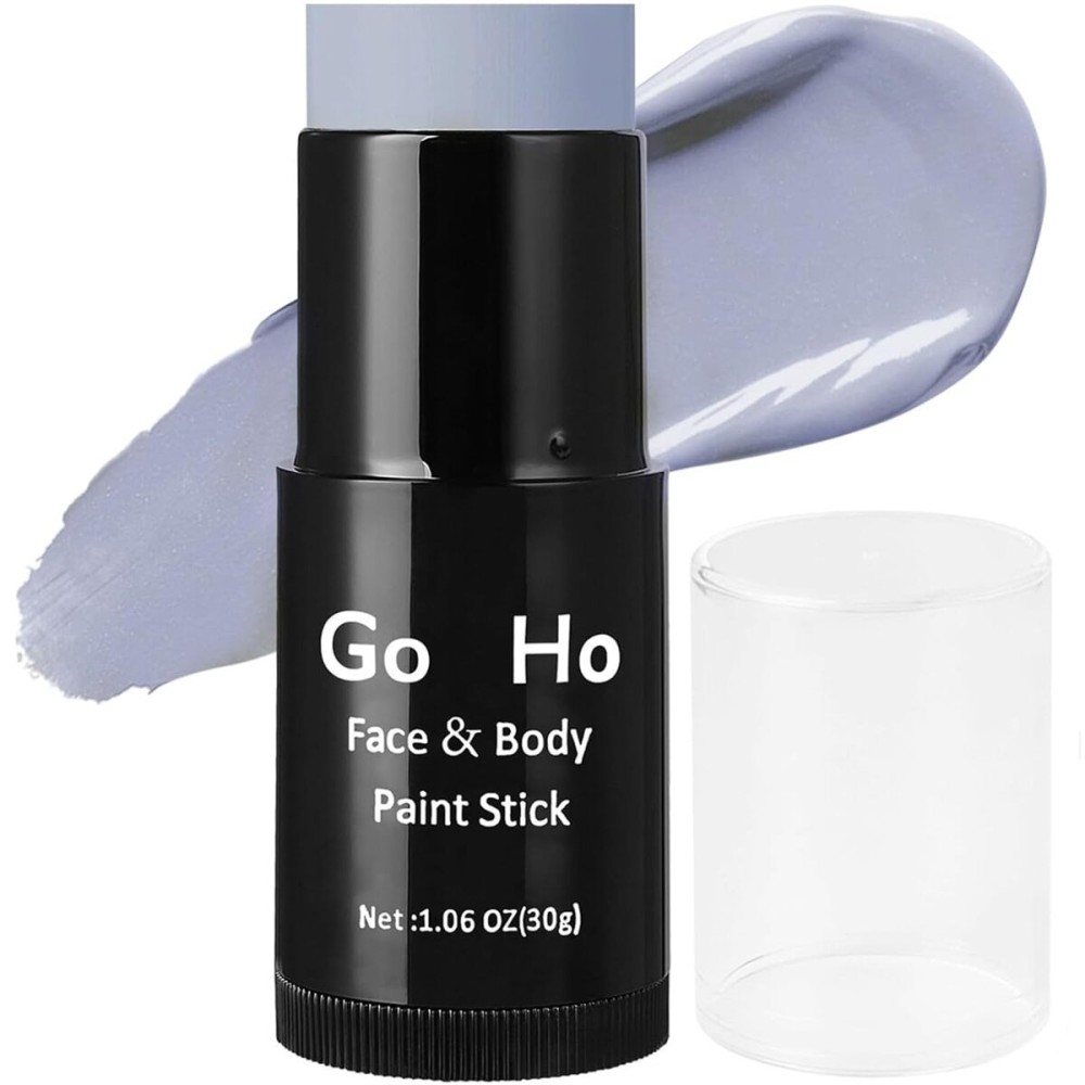 Go Ho Cream-Blendable Light Grey Face Paint Stick,Full-coverage Grey Body Paint Stick for Adults Children Halloween Cosplay SFX Vampire Zombie Makeup,Waterproof Gray Body Paint Stick