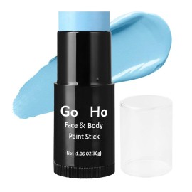 Go Ho Cream-Blendable Light Blue Face Paint Stick (1.06 Oz),Full-coverage Pale Blue Face Body Paint for Halloween Cosplay SFX Ghost Bride Sally Makeup,Waterproof Makeup Stick