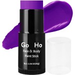 Go Ho Cream-Blendable Purple Face Paint Stick,Full-coverage Purple Body Paint for Adults Children Halloween Cosplay SFX Witch Devil Makeup,Waterproof Purple Eye Black Stick