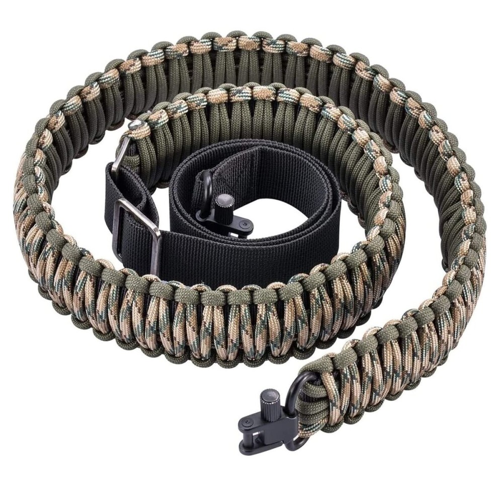 VVAAGG Two-Point Paracord Shotgun Sling with Swivels, Camo Non-Slip 2 Point Rifle Sling with Quick Adjustable Length Rifle Strap