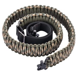 VVAAGG Two-Point Paracord Shotgun Sling with Swivels, Camo Non-Slip 2 Point Rifle Sling with Quick Adjustable Length Rifle Strap