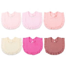 DOSMINE Muslin Baby Bibs for Drooling and Teething Newborn Drool Bibs for Baby Girl Boy (Rose red)