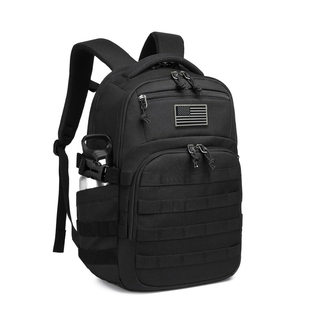 Wotony Military tactical backpack, backpack for men black small tactical assault bag (Coffee, 18.5 inch)