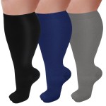 3 Pairs Plus Size Compression Socks for Women and Men Wide Calf 20-30mmhg Extra Large Knee High Support for Circulation