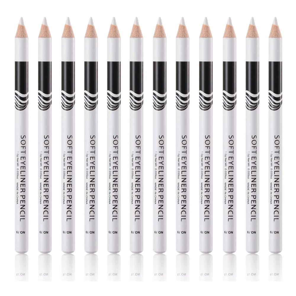 Go Ho 12 PCS White Eyebrow Eyeliner Pencils,White Eyeshadow Makeup Pen,Sweatproof Eye Highlighter Makeup Pencil,Long-lasting Nice Color Eye Brow Gel Pen,Brow Tint SticksWhite