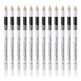 Go Ho 12 PCS White Eyebrow Eyeliner Pencils,White Eyeshadow Makeup Pen,Sweatproof Eye Highlighter Makeup Pencil,Long-lasting Nice Color Eye Brow Gel Pen,Brow Tint SticksWhite