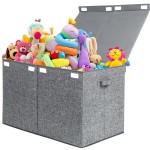 122L Large Toy Chest Box with Lid, Foldable Toy Storage Organizer Bin Boxes with Removable Divider for Kids, Boys, Girls, Nursery, Playroom, 26x17 x17(Linen Gray)