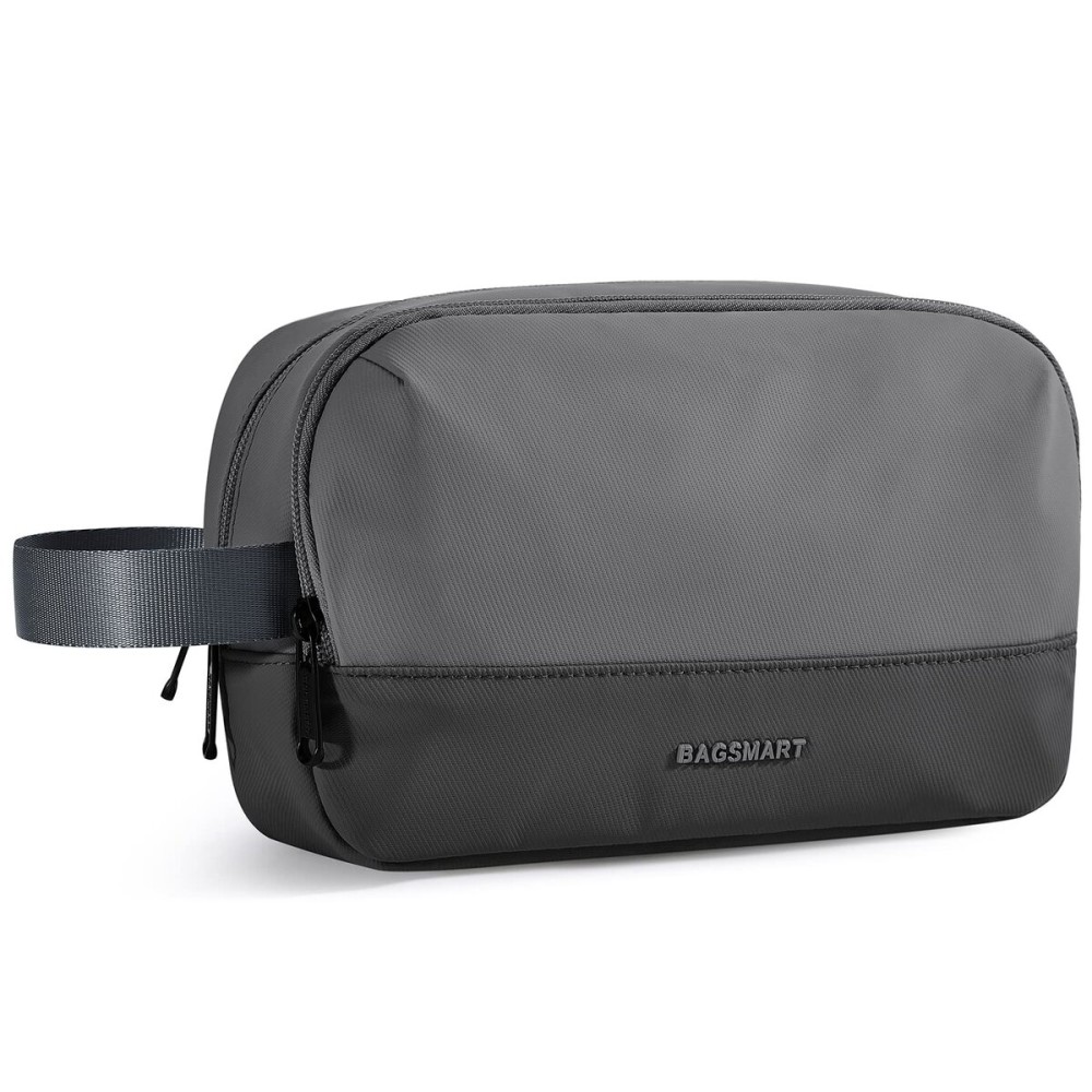 BAGSMART Travel Toiletry Bag for Men, Dopp Kit Water Resistant Shaving Bag for Toiletries Accessories, Black Grey-Medium
