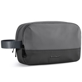 BAGSMART Travel Toiletry Bag for Men, Dopp Kit Water Resistant Shaving Bag for Toiletries Accessories, Black Grey-Medium