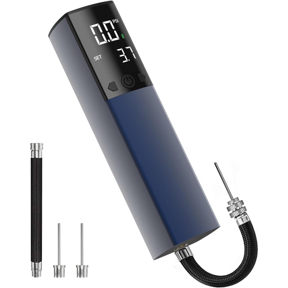 Pumteck Electric Ball Pump, Smart Air Pump Portable Fast Ball Inflation with Precise Pressure Gauge and Digital LCD Display for Football Basketball Volleyball Football (2 Pin and 1 Spout)