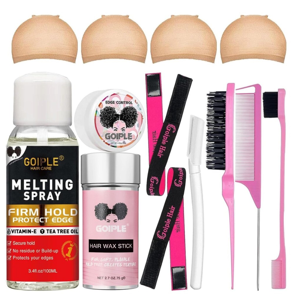 Lace Melting Spray Glue-Less Hair Adhesive for Wigs, Bond Wig Closure Front Extensions, Wigs Natural Finishing Hold Protect Edge Kit