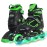 MammyGol Adjustable Inline Skates for Boys Girls Kids Youth with Light up Wheels, Green Beginner Blades Roller Skates for Boys Size 1 2 3 4 Ages 6-12