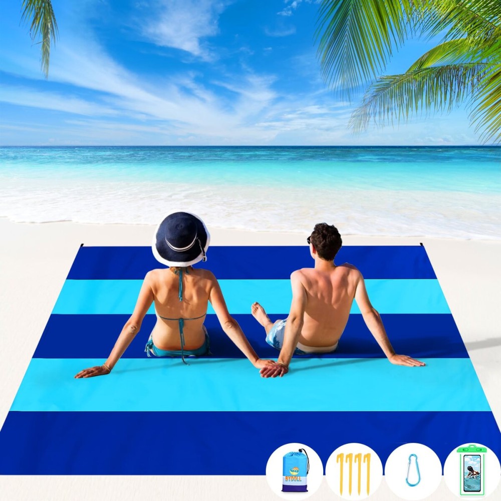 BYDOLL Beach Blanket 78\'\'X81\'\' Waterproof Sandproof Suits1-4 Adults Oversized Lightweight Large Blanket Picnic Mat for Beach Sand Free Travel Camping Hiking Picnic