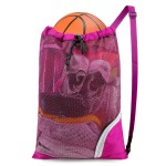 BeeGreen Mesh Drawstring Bag Swim Backpack for Beach Pool Sports Gym Draw String Cinch Bags for Swimming Soccer Basketball Gear Rose Red