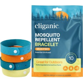 Cliganic Mosquito Repellent Microfiber Bracelets (20 Pack) - for Adults and Kids, DEET Free Wristbands