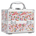 Joligrace Makeup Train Case for Girls Cosmetic Box Kids Jewelry Organizer Hair Accessories Mosaic Orange