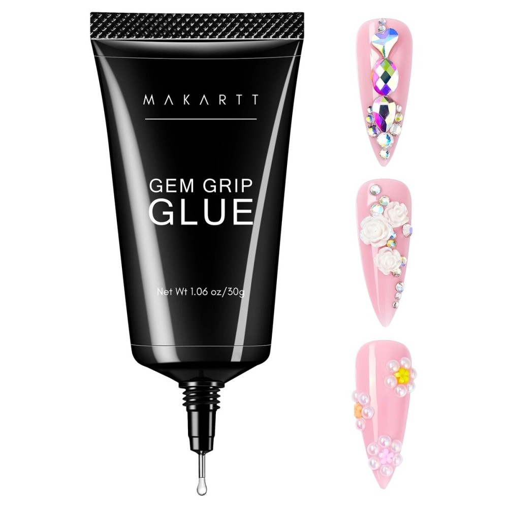 Makartt No Wipe Rhinestone Glue for Nails, 30G Super Strong Nail Charm Glue Bling Gel for 3D Decorations Nail Art Gems Jewelry Diamond for Nail Techs Supplies Beginners, Nail Lamp Required