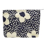 PAZIMIIK Floral Makeup Bag Large Cotton Zipper Pouch for Purse Travel Canvas Make Up Organizer for Women Cosmetic,Floral Navy Blue