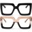 AIEYEZO Oversized Square Blue Light Glasses for Women Cute Big Frame Glasses Fashion Clear Multi-Color Computer Eyewear (Black + Champagne Black)