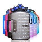 SLUXKE Gallon Water Bottle with Time Marker and Handle BPA Free, 128oz Leak Proof Sports Water Bottle with Straw, One Click Open Sports Bottle Jug for Camping Yoga Sports Gray